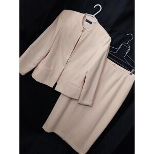 KAREN SCOTT! SUNNY YELLOW NEHRU COLLAR 2PC HIDDEN HOOK SKIRT, JACKET SUIT! SZ 12